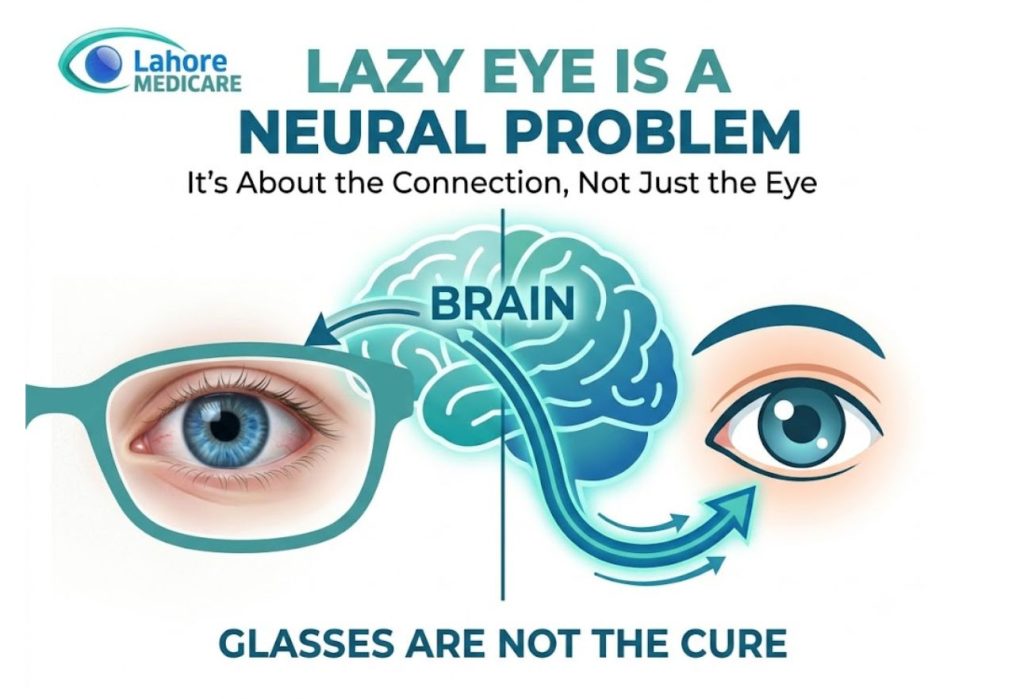 Learn why glasses alone cannot cure amblyopia. Discover how lazy eye affects the brain-eye connection and why specialized pediatric exams are crucial in Lahore.