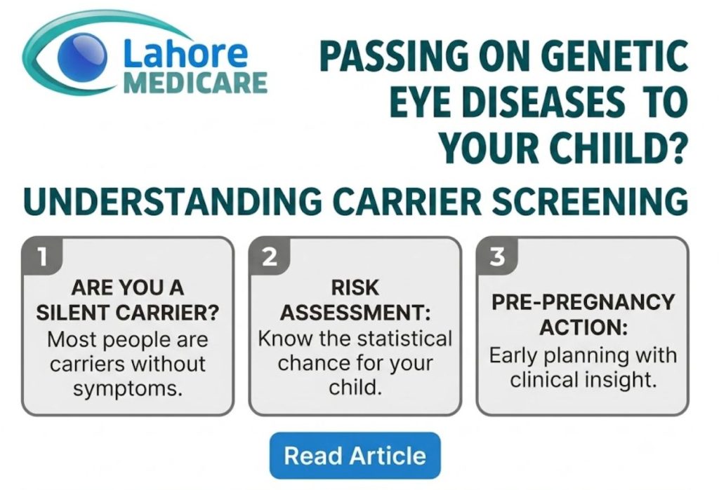Learn how autosomal recessive and X-linked genetic eye diseases are inherited. Discover the value of carrier screening for family health planning in Lahore.