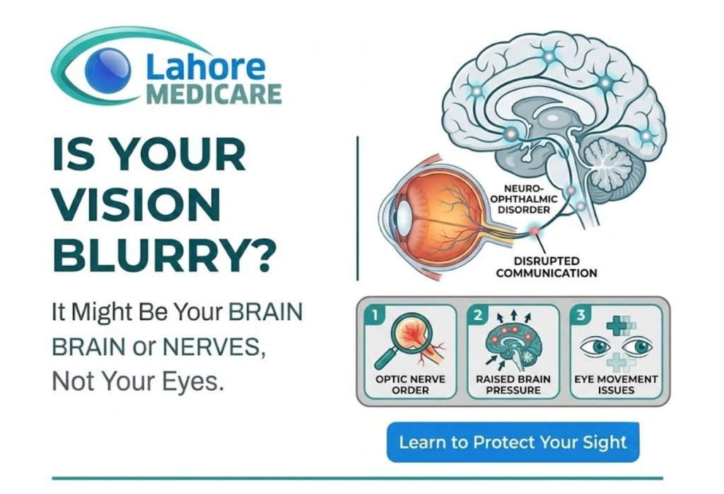 Learn how optic nerve disorders, brain pressure, and nervous system issues cause blurred vision. Explore causes and symptoms with Lahore Medicare.