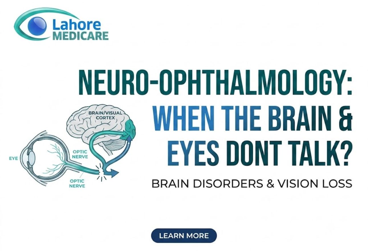 Discover how nervous system disorders, optic nerve compression, and brain issues cause vision problems. Learn the symptoms and causes at Lahore Medicare.