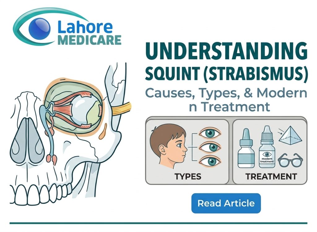 Learn about squint (strabismus) causes, directional types like esotropia and exotropia, symptoms, and modern non-surgical and surgical treatment options.