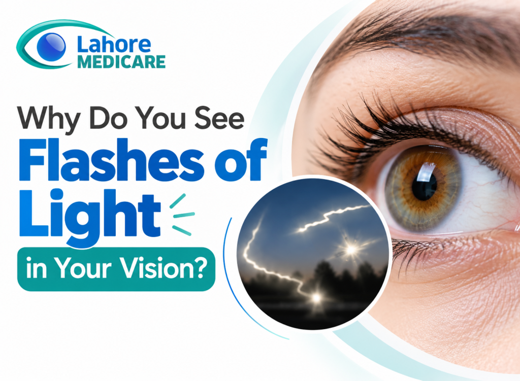 Learn why you see flashes of light in your vision, understand vitreous detachment vs retinal tears, and know when to seek care at Lahore Medicare.