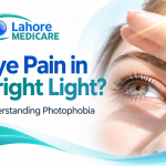 Discover why bright lights cause eye pain (photophobia), trigeminal nerve mechanics, ocular causes, and effective treatments at Lahore Medicare.